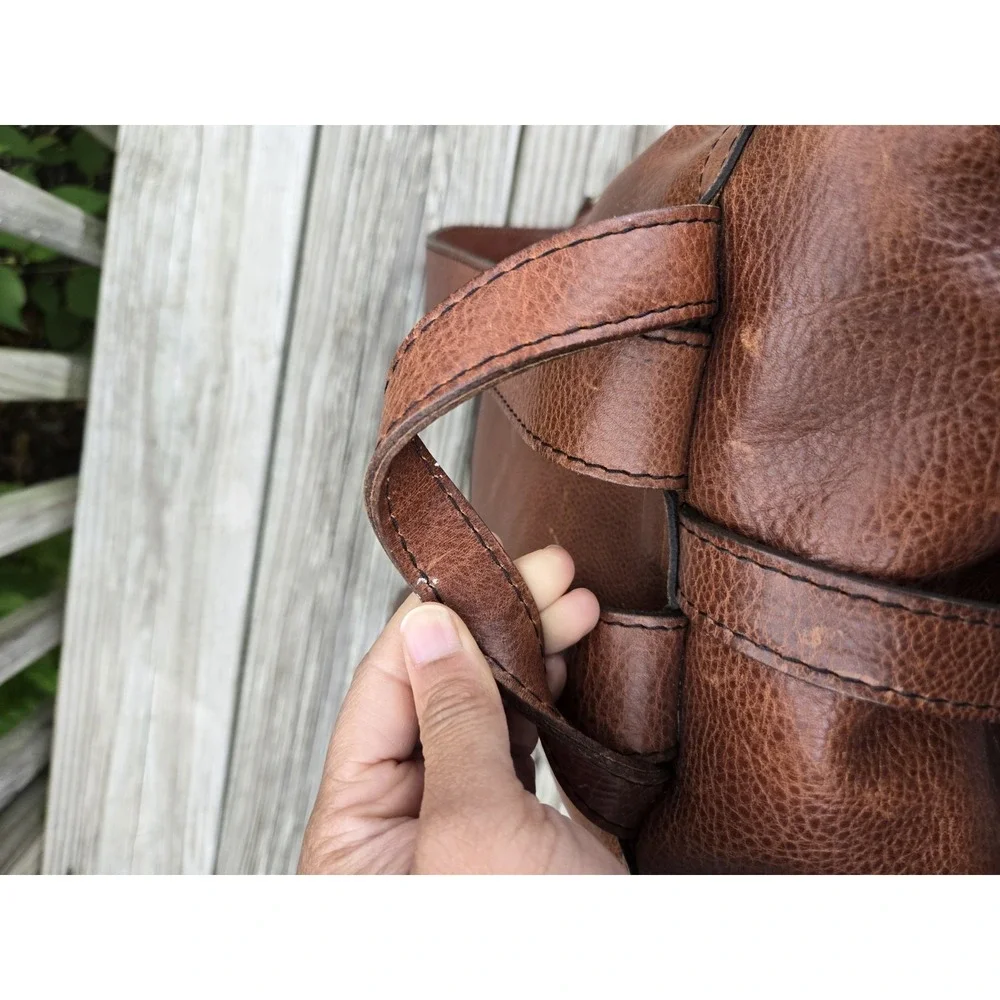Portland Leather Goods Retired Roll Top Leather Backpack Nutmeg